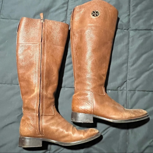 TORY BURCH Junction Riding Boot, Extended Calf, Size 8.5, Almond - Picture 4 of 8